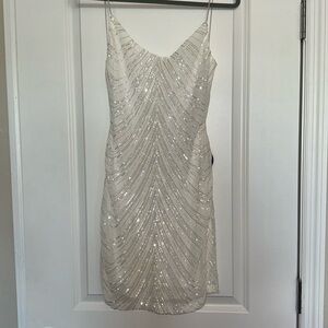 White sequin mini dress